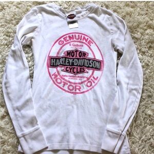 Harley-Davidson Kids Long Sleeve Shirt in Cream and Pink
